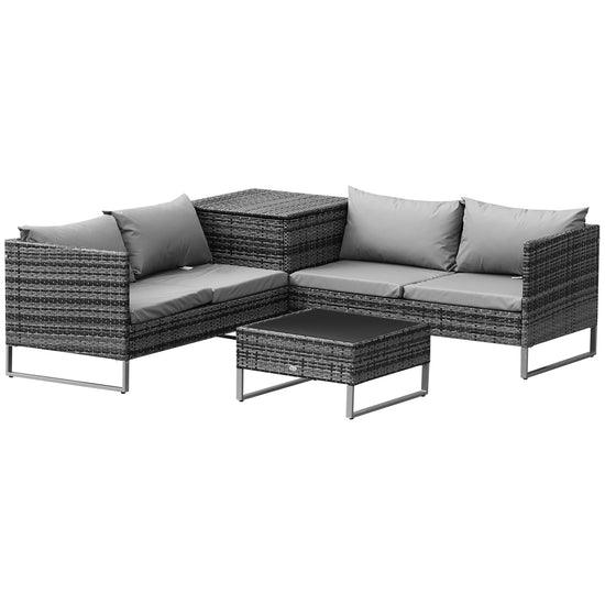 Outsunny 4 Piece Patio Furniture Set with Coffee Table and Corner Table for Backyard, Porch, Poolside, Balcony, Garden | The Comfy Couch Canada