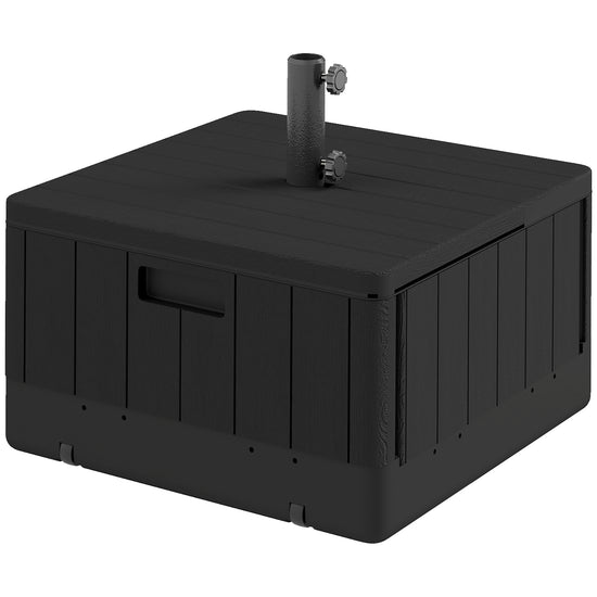 Outsunny Patio Umbrella Base Outdoor Umbrella Stand with Wheels Handles, Patio Umbrella Stand, Filled Up to 176lbs with Stand or 110lbs with Water for Garden, Poolside, Black | The Comfy Couch Canada