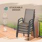 Outsunny Set of 4 Outdoor Dining Chairs, Heavy Duty Stackable Patio Dining Set with Armrests for Balcony Garden, Grey | The Comfy Couch Canada