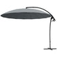 Outsunny 9FT Cantilever Umbrella with 16 Fibreglass Ribs, Offset Hanging Umbrella, Patio Umbrella with Crank and Cross Base, Grey | The Comfy Couch Canada