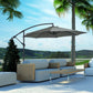 Outsunny 9.7ft Offset Patio UmbrellaCantilever Parasol with Crank Handle, 8 Ribs and Cross Base for Outdoor, Sun Shade, Cream | The Comfy Couch Canada