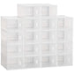 HOMCOM 18-Cube Stackable Shoe Storage Organizer Modular Shoe Cabinet for Entryway Clear and White | The Comfy Couch Canada