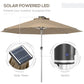 Outsunny Solar Illumination Shade: LED Lighted Patio Umbrella with 4 Lighting Modes, USB Charging Outdoor Deck Khaki | The Comfy Couch Canada