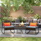 Outsunny 3 Pieces Rocking Bistro Set, Wicker Patio Furniture Set with Cushions and Glass Table for Porch, Balcony, Grey | The Comfy Couch Canada