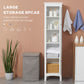 kleankin Tall Bathroom Storage Tower: Freestanding Cabinet with Adjustable Shelves & Cupboards, Pure White | The Comfy Couch Canada