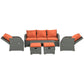 Outsunny 6 Pieces Patio Wicker Sofa Sets, Outdoor Sectional Furniture Set, Include 3-Seat Sofa, 2 Adjustable Recliners, 2 Footstools | The Comfy Couch Canada