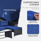 Outsunny 3PCS Rattan Wicker Sofa Chaise Lounge Outdoor Patio Furniture Set Cushioned Black Dark Blue | The Comfy Couch Canada