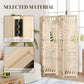 HOMCOM 4 Panel Room Divider, Detachable Folding Privacy Screens with Palm Leaf Design for Home Office, Natural Wood Finish | The Comfy Couch Canada