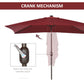 Outsunny 6.5x10ft Patio Umbrella Rectangle Solar Powered Tilt Aluminum Outdoor Market Parasol with LEDs Crank (Wine Red) | The Comfy Couch Canada