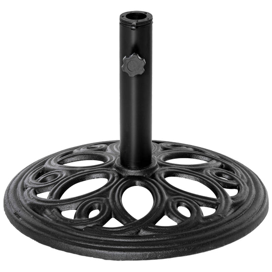 Outsunny Round Cast Iron Patio Umbrella Base: Outdoor Stand Holder for Φ38/48mm Poles, Black.