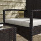 Outsunny 4-Piece Patio Furniture Set Loveseat Sofa Armchairs Glass Table Outdoor Wicker Conversation Set White | The Comfy Couch Canada