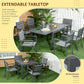 Outsunny 7PC Patio Dining Set Aluminum Expandable Table Stackable Chairs Mesh Fabric Seats Dark Gray | The Comfy Couch Canada