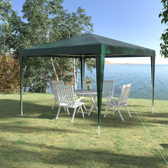 Outsunny Verdant Retreat: 10x10ft Folding Party Tent, Portable Gazebo Outdoor Canopy Garden Sunshade, Green Oasis | The Comfy Couch Canada