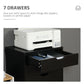 Vinsetto Towering File Vault: 7-Drawer Vertical Cabinet on Wheels for Comprehensive Office Document Organization, Black | The Comfy Couch Canada