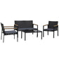 Outsunny 4-Piece Cushioned Rattan Wicker Outdoor Chair Loveseat Patio Furniture Set | The Comfy Couch Canada