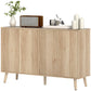 HOMCOM Buffet Cabinet with Storage Modern Fluted Sideboard with Adjustable Shelves Wood Legs for Dining Room Living Room Oak | The Comfy Couch Canada