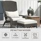 Outsunny Patio Wicker Adirondack Chair with Ottoman Outdoor Fire Pit Chair Cushions Highback Large Seat Armrests Cream White | The Comfy Couch Canada
