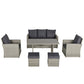 Outsunny 6PC Rattan Patio Dining Set Outdoor Furniture PE Wicker Sofa Chairs Table Garden Grey | The Comfy Couch Canada