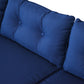 Outsunny 3PCS Rattan Wicker Sofa Chaise Lounge Outdoor Patio Furniture Set Cushioned Black Dark Blue | The Comfy Couch Canada