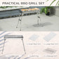 Outsunny Charcoal Grill Stainless Steel 37.8" x 13.4" Portable BBQ with Handles Tongs Cooking Camping Picnic Silver | The Comfy Couch Canada
