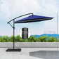 Outsunny 9.6ft Offset Patio Umbrella Garden Hanging Parasol Banana Cantilever Umbrella with Base, Crank, Navy Blue | The Comfy Couch Canada