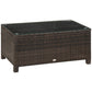Outsunny Rattan Wicker Coffee Table with Glass Top Outdoor Garden Patio Furniture Brown Tempered | The Comfy Couch Canada