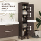 kleankin Freestanding Tall Bathroom Cabinet Organizer Adjustable Shelves Cupboards 15" x 13" x 63" Dark Brown.
