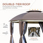 Outsunny 12x12 Outdoor Dome Gazebo Canopy Patio Shelter with Netting Sidewalls, Curtains & Double Vented Roof in Brown | The Comfy Couch Canada