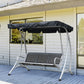 Outsunny 3-Seater Outdoor Swing Chair Bench - Adjustable Canopy, Patio Furniture for Garden, Black | The Comfy Couch Canada