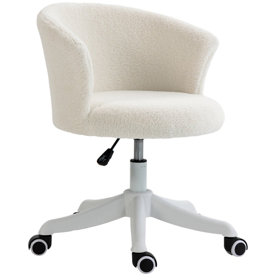 Vinsetto Armless Office Chair Fluffy Adjustable Height Swivel Mid Back White | The Comfy Couch Canada