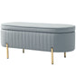 HOMCOM Upholstered Bedroom Bench, Channel Tufted Ottoman Bench with Thick Padding and Metal Legs, Grey | The Comfy Couch Canada