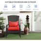 Outsunny Patio Wicker Adirondack Chair PE Rattan Outdoor Muskoka Fire Pit with Cushions for Garden Backyard Red | The Comfy Couch Canada