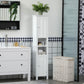 kleankin Freestanding Linen Cabinet: White Bathroom Storage with Open Shelves & Cupboards | The Comfy Couch Canada