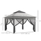 Outsunny 10.7 x 10.7ft Pop Up Gazebo, Adjustable Instant Sun Shelter with UV30+ Roof Cover, Removable Mesh Curtains, Light Grey | The Comfy Couch Canada