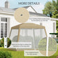 Outsunny 10x10ft Party Tent Canopy with Netting, Patio Screen House Slant Leg Outdoor Gazebo Sun Shade Shelter, Khaki | The Comfy Couch Canada