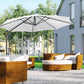 Outsunny Offset Patio Umbrella: 10ft Cantilever Sun Shade Cross Base 361å¡ Rotation White Poles | The Comfy Couch Canada