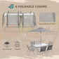 Outsunny 8 Piece Patio Dining Set with Table Umbrella, 6 Folding Chairs and Rectangle Dining Table, Grey | The Comfy Couch Canada