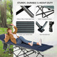 Outsunny Folding Camping Cot with Mattress Pillow Double Layer Oxford Heavy Duty Sleeping Cot Carry Bag Grey Blue | The Comfy Couch Canada