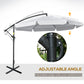 Outsunny 11FT White Offset Patio Umbrella Cantilever Easy Tilt Cross Base 8 Ribs Sun Shade for Garden | The Comfy Couch Canada