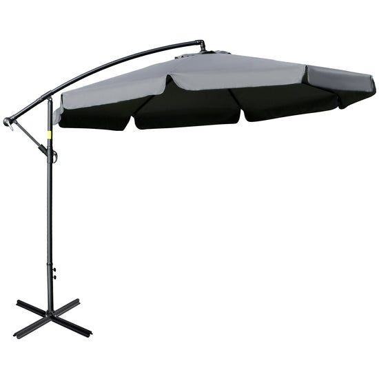 Outsunny Offset Patio Umbrella 11FT Cantilever Outdoor Umbrella with Easy Tilt Cross Base & 8 Ribs Dark Grey | The Comfy Couch Canada