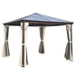 Outsunny 10x10 ft Hard Top Gazebo Canopy Heavy Duty Shelter Sun Shade Beige Coffee with Curtain | The Comfy Couch Canada