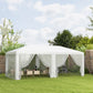 Outsunny Shaded Sanctuary: 19x9ft Party Tent Gazebo Canopy, Outdoor Sun Shade with Mosquito Netting, White Elegance | The Comfy Couch Canada