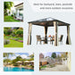 Outsunny 10x10 ft Hard Top Gazebo Canopy Heavy Duty Shelter Sun Shade Beige Coffee with Curtain | The Comfy Couch Canada