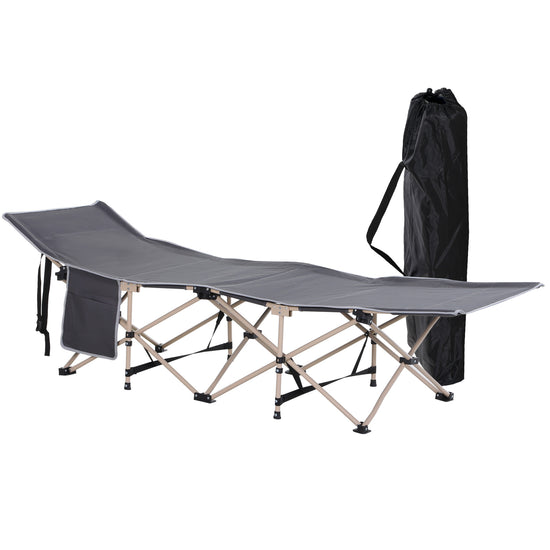 Outsunny Portable Camping Comfort: Folding Cot for Adults, Outdoor Sleeping Bed with Carry Bag, Grey | The Comfy Couch Canada
