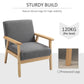 HOMCOM Minimalistic Accent Chairs Wood Frame w/ Thick Linen Cushions Wide Seat Armchair for Bedroom Office, Grey | The Comfy Couch Canada