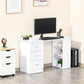 HOMCOM Computer Writing Desk Study Workstation w 3 Shelf 3 Storage Drawers Home Office Furniture White | The Comfy Couch Canada
