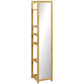 HOMCOM 6-Tier Bamboo Bathroom Shelves with Mirror, Freestanding Bathroom Rack with 6 Slatted Shelves, Nature Wood | The Comfy Couch Canada