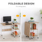 HOMCOM Folding Study Desk Storage Shelves Laptop Table Home Office Workstation 6 Wheels Natural | The Comfy Couch Canada