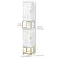 kleankin Narrow Bathroom Linen Cabinet: Adjustable Shelf, 2 Doors & Steel Base in White Compact & Functional | The Comfy Couch Canada