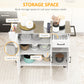 HOMCOM Movable Kitchen Workstation: White Rolling Island with Stainless Steel Top, 3 Cabinets, Spice/Towel Racks | The Comfy Couch Canada